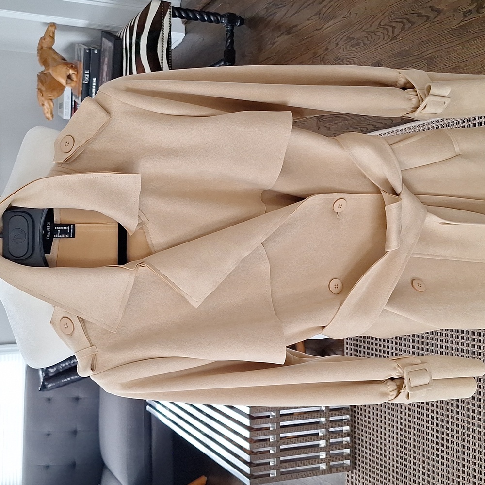 FAUX SUEDE WOMENS TRENCH COAT / MEDIUM